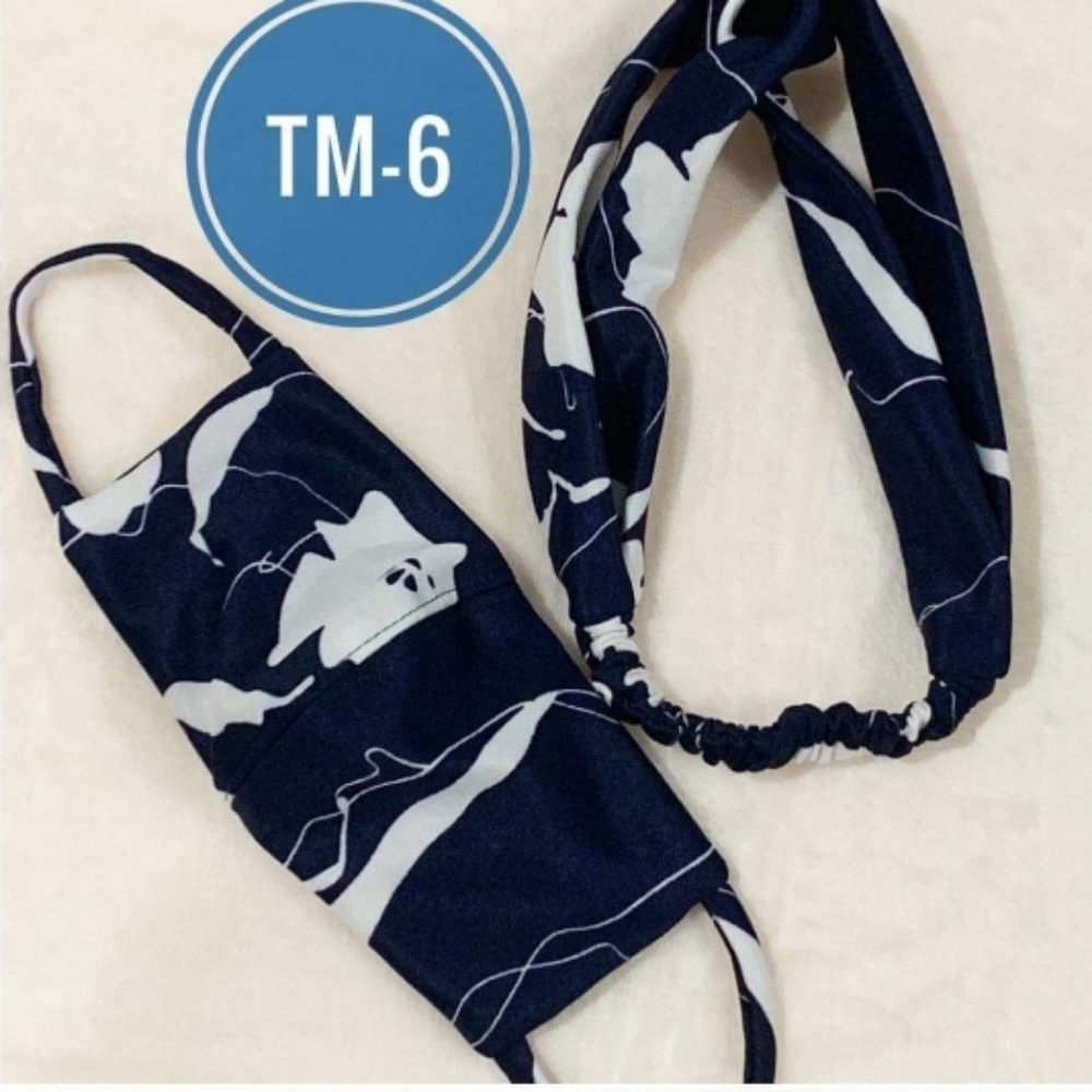 Boho Top Knot Headband and Facemask and Set